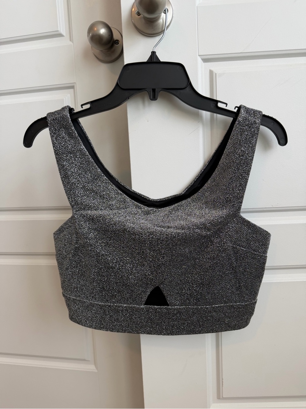 163 - Express Metallic Silver Cropped Tank Top